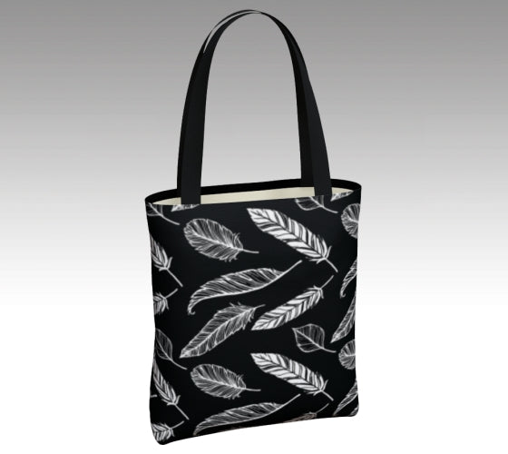 AngelWise Black Feather Tote Bag